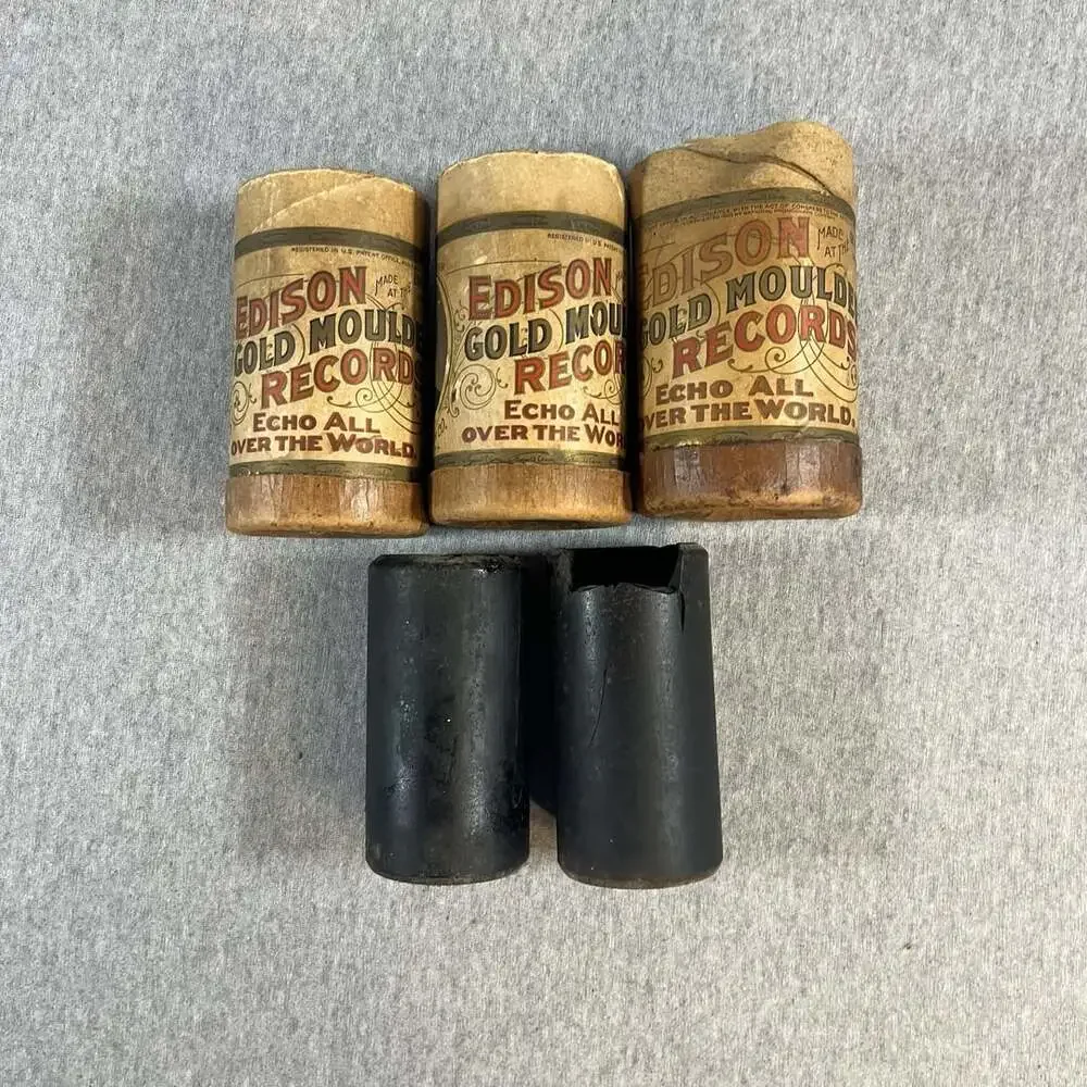 Lot Of 3-Edison Gold Moulded 2-Record Cylinders 3-Boxes No Lids